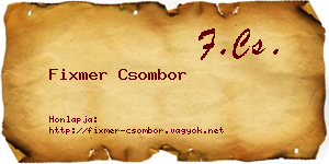 Fixmer Csombor névjegykártya